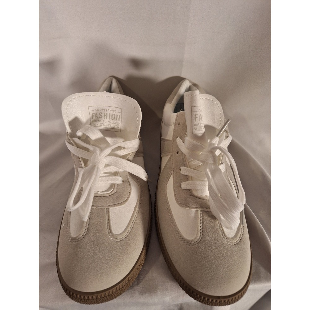 Fashion Womens Retro Low Top Sneakers White Grey Gum Sole Size 42 New